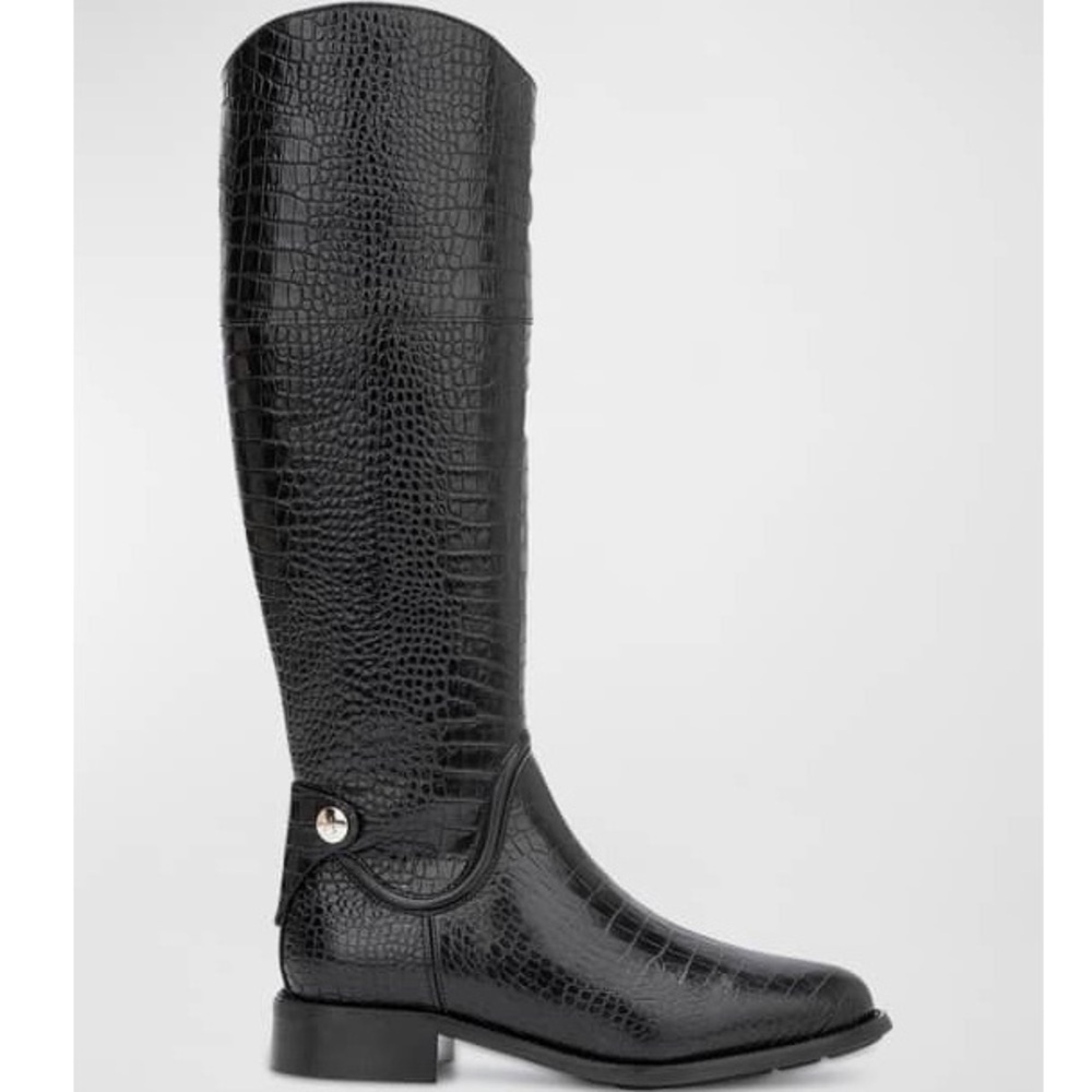 Aquatalia Nerina Croco Asymmetrical Riding Boots Size 10